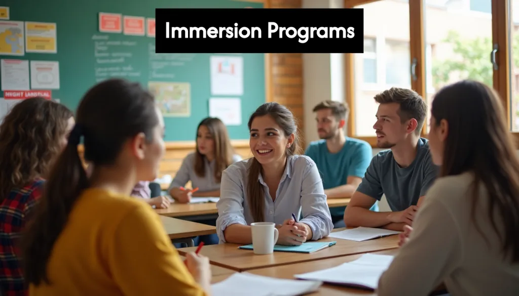 Students smiling during a language immersion class